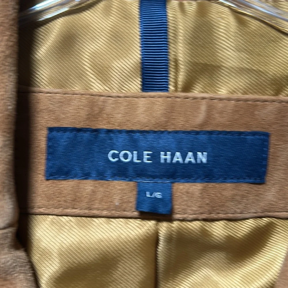 BNWOT Cole Haan suede brown blazer, size Large with 3 pockets - Picture 3 of 7